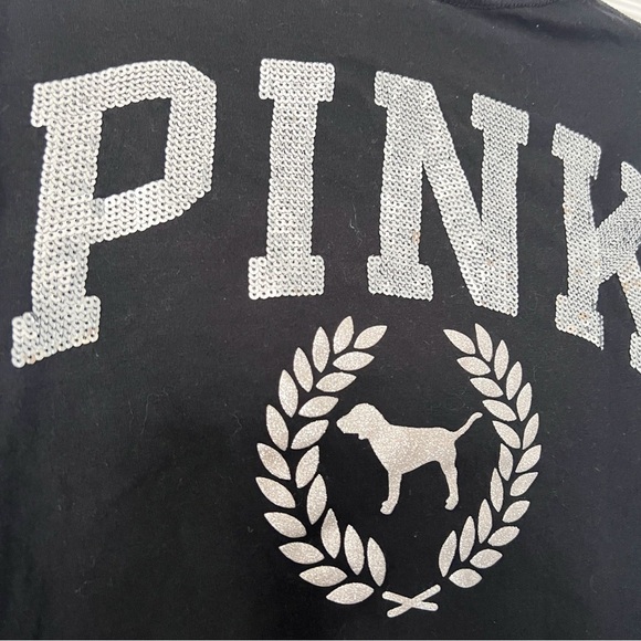 Victoria’s Secret PINK Black Sequins Bling Long Sleeve Tee | M - Picture 7 of 9